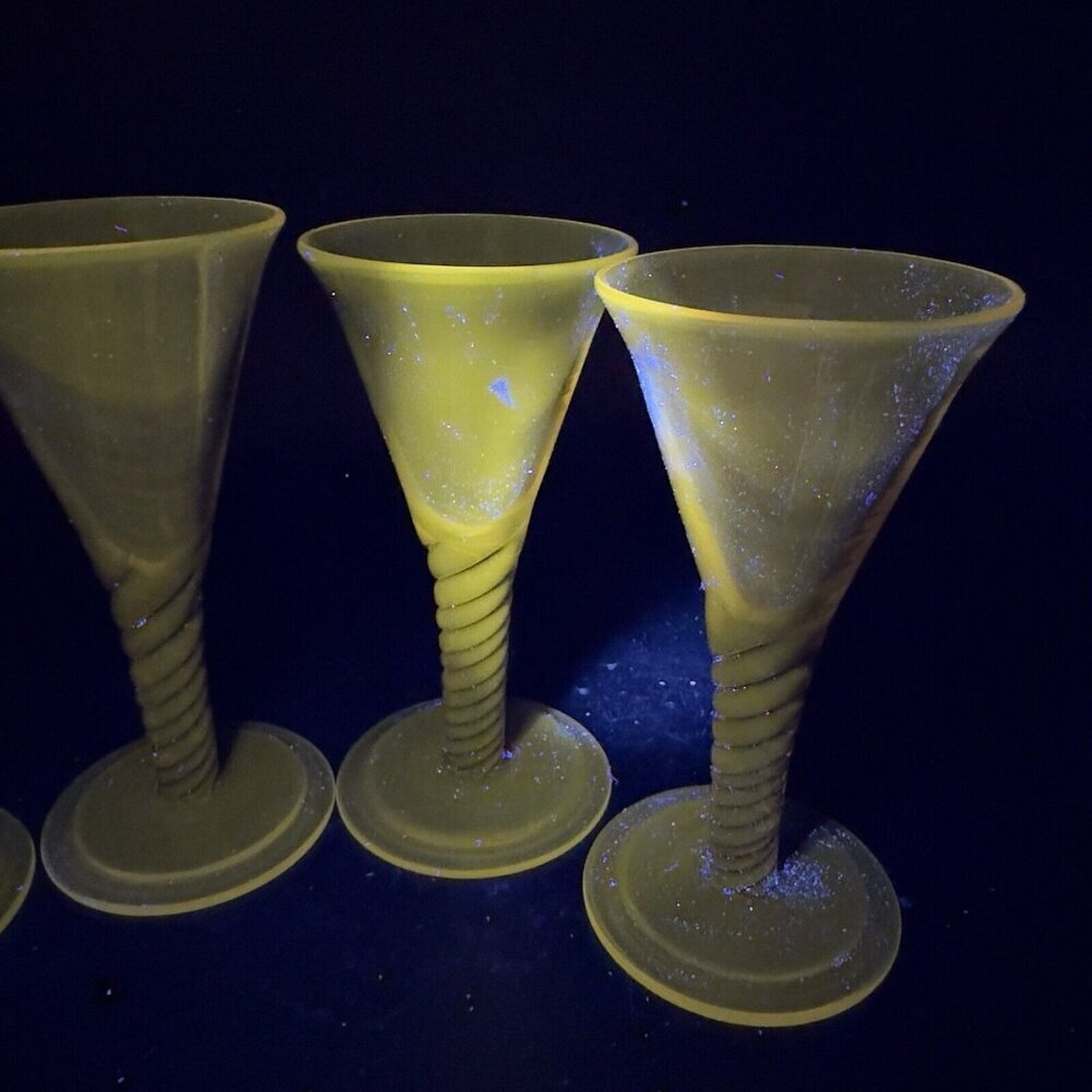 SIMON GATE Smokey Amber Goblet Glasses Spiral Stems Sandvik Orrefors 1920s Set 4 - Picture 14 of 16